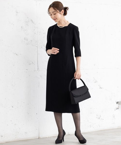 洗える喪服】ノーカラージャケット&タイトワンピースセット(スーツ 洗える喪服】ノーカラージャケット&タイトワンピースセット(スーツ