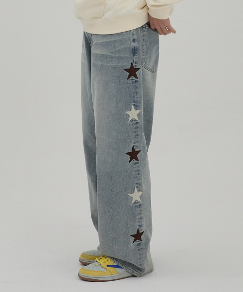 WaiKei（ワイケイ）の「スターデニムパンツイエローワッシュライトブルー（デニムパンツ・レディース・その他・1/2/4/3）」の4枚目の写真