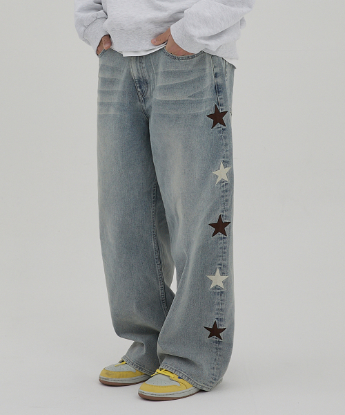 WaiKei（ワイケイ）の「スターデニムパンツイエローワッシュライトブルー（デニムパンツ・レディース・その他・1/2/4/3）」の5枚目の写真