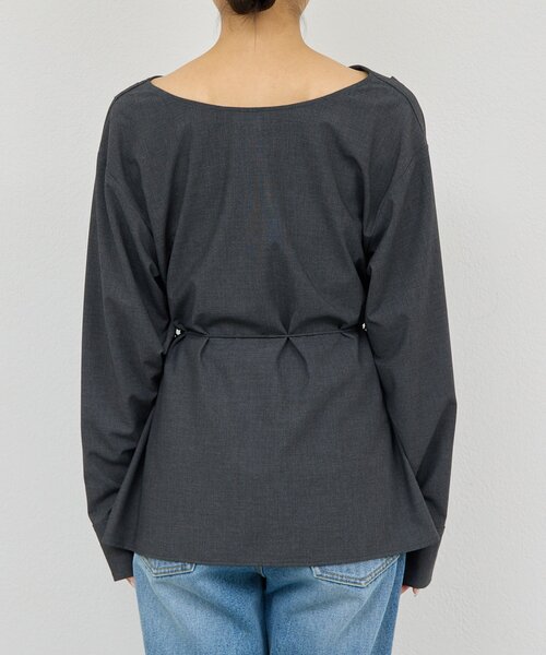 GALLARDAGALANTE(ガリャルダガランテ)の「【セットアップ対応】【2way】ドレープブラウス(シャツ/ブラウス・レディース・チャコールグレー/ライトベージュ・FREE)」の5枚目の写真