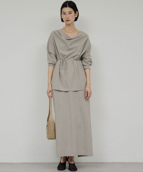 GALLARDAGALANTE(ガリャルダガランテ)の「【セットアップ対応】【2way】ドレープブラウス(シャツ/ブラウス・レディース・チャコールグレー/ライトベージュ・FREE)」の14枚目の写真