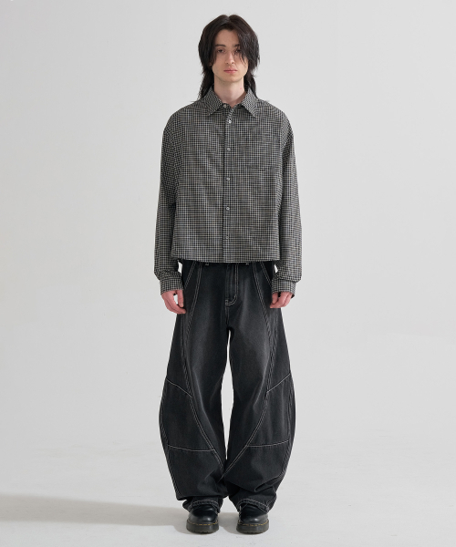 JUAN HOMME(ジュアンオム)の「クロップフィットチェックシャツ(ブラック)(シャツ/ブラウス・メンズ・その他・MEDIUM/LARGE)」の10枚目の写真