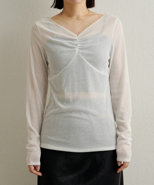 Omekashi（オメカシ）の「サテンバインダーロングTシャツ（Tシャツ/カットソー・レディース・ベージュ/ブラック/ブルー/オフホワイト・FREE）」の20枚目の写真