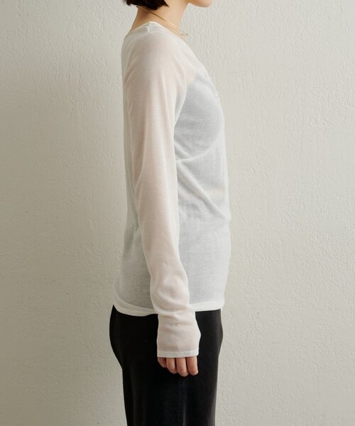 Omekashi（オメカシ）の「サテンバインダーロングTシャツ（Tシャツ/カットソー・レディース・ベージュ/ブラック/ブルー/オフホワイト・FREE）」の21枚目の写真