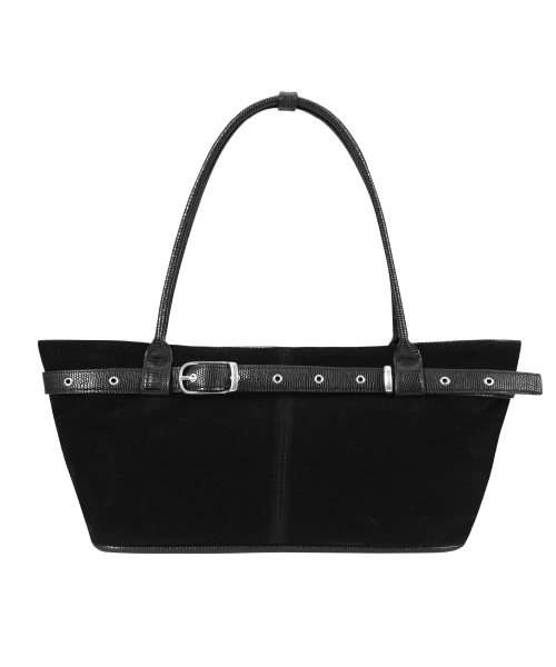 セール】belted boat bag (suede black)（ショルダーバッグ）｜YEOMIM 
