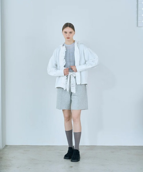 merrylatte（メリーラテ）の「drawstring Frill Hoodie（パーカー・レディース・ホワイト/ブラック・FREE）」の17枚目の写真