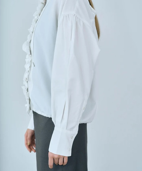 merrylatte（メリーラテ）の「drawstring Frill Hoodie（パーカー・レディース・ホワイト/ブラック・FREE）」の6枚目の写真