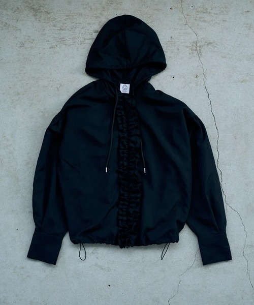 merrylatte（メリーラテ）の「drawstring Frill Hoodie（パーカー・レディース・ホワイト/ブラック・FREE）」の18枚目の写真