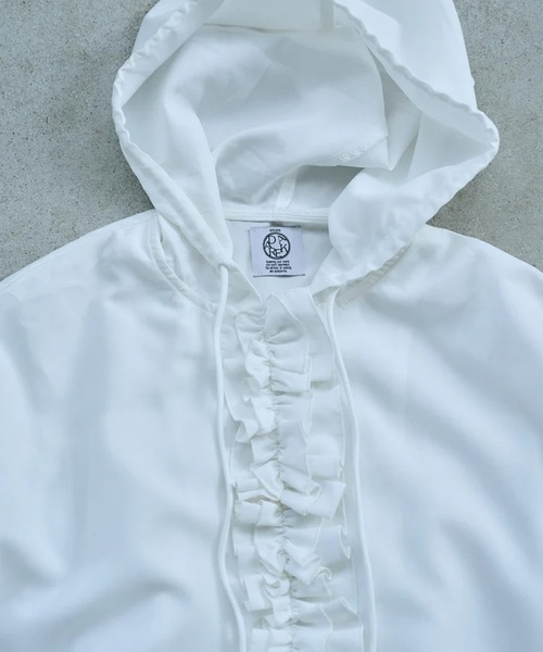 merrylatte（メリーラテ）の「drawstring Frill Hoodie（パーカー・レディース・ホワイト/ブラック・FREE）」の19枚目の写真