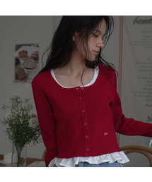 DEHEVE（デヘヴェ）の「Round Ribbed Cardigan [Red]（カーディガン/ボレロ）」