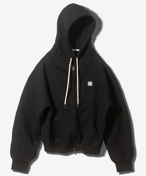 SYMBOL OVER FITFLEECE-LINED HOODED ZIPUP - BLACK