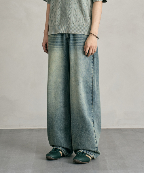 DECET（デケト）の「Tin Washed Wide Jeans DCPT059RustGreen（デニムパンツ・レディース・その他・26/34/28/32）」の4枚目の写真