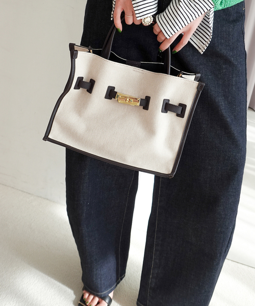 VIOLAd'ORO / ヴィオラドーロ 別注キャンバス*レザートートバッグM