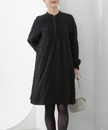 【新作 1/30発売】ご自宅でお洗濯可能【SONO/ソーノ】【SONO NAVY/ソーノネイビー】ノーブルドットジャカードワンピース