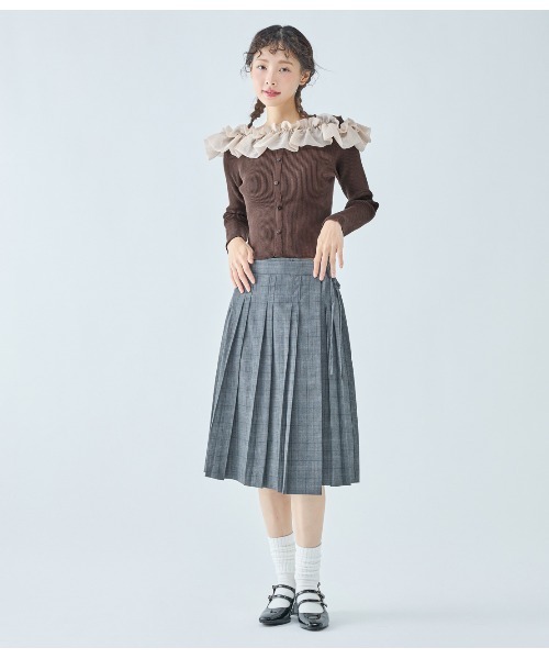 PEACH JOHN（ピーチジョン）の「フリルコンビニット（ニット/セーター・レディース・ブラウン/ネイビー/ベージュ・ONE SIZE）」の5枚目の写真