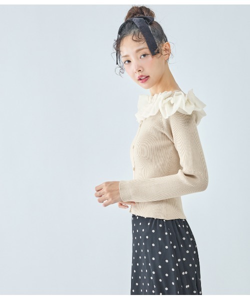 PEACH JOHN（ピーチジョン）の「フリルコンビニット（ニット/セーター・レディース・ブラウン/ネイビー/ベージュ・ONE SIZE）」の18枚目の写真