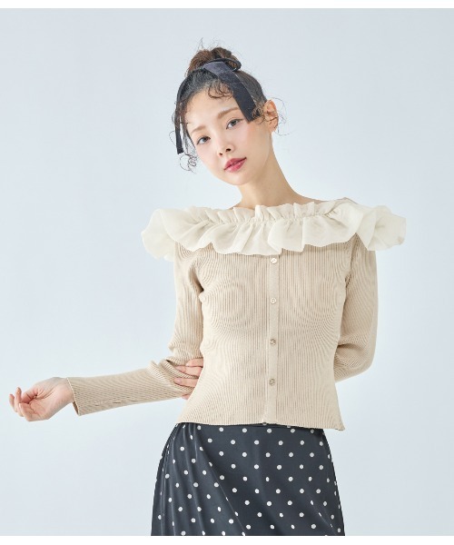 PEACH JOHN（ピーチジョン）の「フリルコンビニット（ニット/セーター・レディース・ブラウン/ネイビー/ベージュ・ONE SIZE）」の20枚目の写真