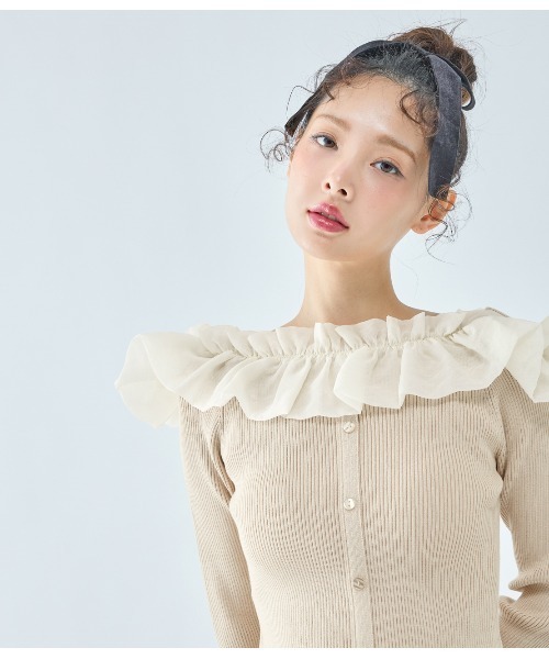 PEACH JOHN（ピーチジョン）の「フリルコンビニット（ニット/セーター・レディース・ブラウン/ネイビー/ベージュ・ONE SIZE）」の22枚目の写真