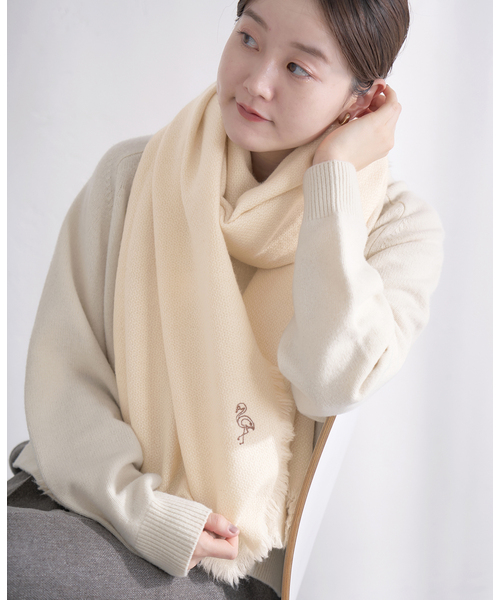 IENA（イエナ）の「NIMNIMDUAI/ニムニムデュアイ PASHMINA EMNROIDERY STOLE ストール 276（ストール/ショール・レディース・ピンク系その他/サックスブルー/アイボリー/ピンク/ライトグリーン・FREE）」の6枚目の写真