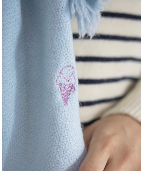 IENA（イエナ）の「NIMNIMDUAI/ニムニムデュアイ PASHMINA EMNROIDERY STOLE ストール 276（ストール/ショール・レディース・ピンク系その他/サックスブルー/アイボリー/ピンク/ライトグリーン・FREE）」の13枚目の写真