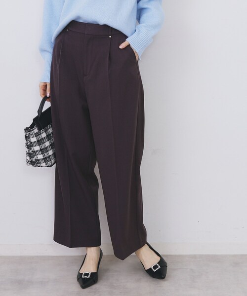 index（インデックス）の「裏起毛ストレッチワイドパンツ【洗濯機OK/イージーアイロン】（その他パンツ・レディース・ブラック/ブラウン系その他/ライトグレー・36/38/40/42）」の3枚目の写真