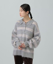 LEPSIM | 5ゲージシャギーボーダーポロ 640305(ニット/セーター)