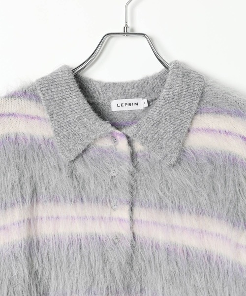 LEPSIM(レプシィム)の「5ゲージシャギーボーダーポロ 640305(ニット/セーター・レディース・ブラック系その他/グレー系その他/ベージュ系その他・FREE)」の5枚目の写真