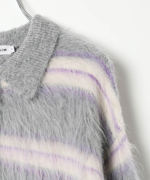 LEPSIM(レプシィム)の「5ゲージシャギーボーダーポロ 640305(ニット/セーター・レディース・ブラック系その他/グレー系その他/ベージュ系その他・FREE)」の6枚目の写真