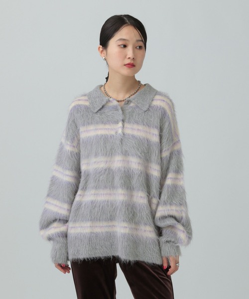 LEPSIM(レプシィム)の「5ゲージシャギーボーダーポロ 640305(ニット/セーター・レディース・ブラック系その他/グレー系その他/ベージュ系その他・FREE)」の22枚目の写真