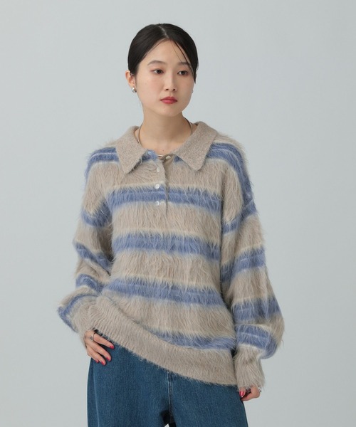 LEPSIM(レプシィム)の「5ゲージシャギーボーダーポロ 640305(ニット/セーター・レディース・ブラック系その他/グレー系その他/ベージュ系その他・FREE)」の18枚目の写真