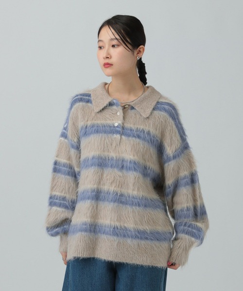 LEPSIM(レプシィム)の「5ゲージシャギーボーダーポロ 640305(ニット/セーター・レディース・ブラック系その他/グレー系その他/ベージュ系その他・FREE)」の17枚目の写真