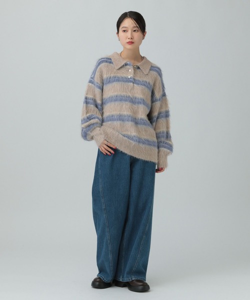 LEPSIM(レプシィム)の「5ゲージシャギーボーダーポロ 640305(ニット/セーター・レディース・ブラック系その他/グレー系その他/ベージュ系その他・FREE)」の15枚目の写真