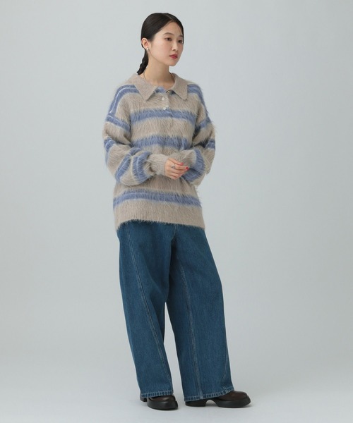 LEPSIM(レプシィム)の「5ゲージシャギーボーダーポロ 640305(ニット/セーター・レディース・ブラック系その他/グレー系その他/ベージュ系その他・FREE)」の14枚目の写真