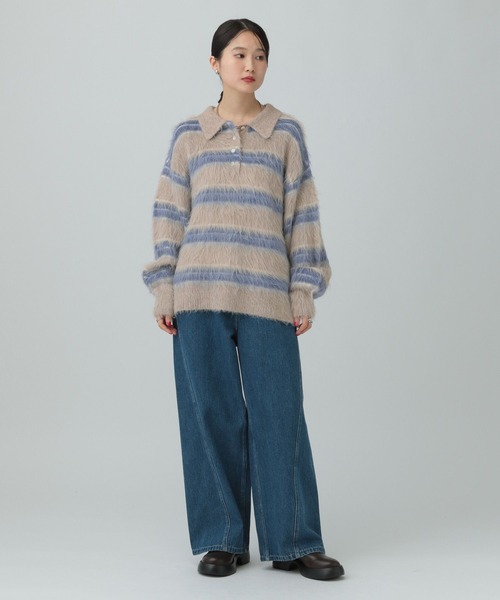 LEPSIM(レプシィム)の「5ゲージシャギーボーダーポロ 640305(ニット/セーター・レディース・ブラック系その他/グレー系その他/ベージュ系その他・FREE)」の13枚目の写真