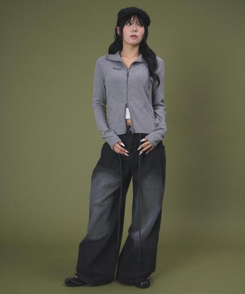 dispark（ディスパーク）の「DISPARK/【26年春夏新作】ドローコードブラストデニム（デニムパンツ・レディース・ダークインディゴブルー/ブラック・MEDIUM/SMALL）」の4枚目の写真