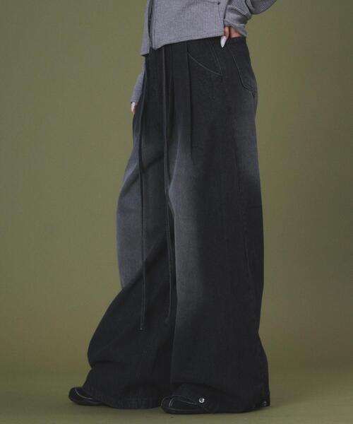 dispark（ディスパーク）の「DISPARK/【26年春夏新作】ドローコードブラストデニム（デニムパンツ・レディース・ダークインディゴブルー/ブラック・MEDIUM/SMALL）」の8枚目の写真