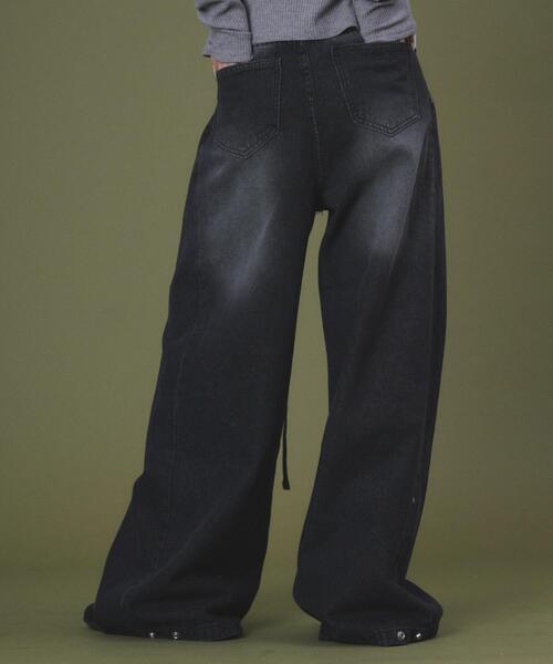 dispark（ディスパーク）の「DISPARK/【26年春夏新作】ドローコードブラストデニム（デニムパンツ・レディース・ダークインディゴブルー/ブラック・MEDIUM/SMALL）」の9枚目の写真