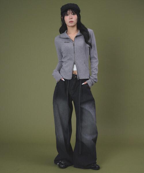 dispark（ディスパーク）の「DISPARK/【26年春夏新作】ドローコードブラストデニム（デニムパンツ・レディース・ダークインディゴブルー/ブラック・MEDIUM/SMALL）」の10枚目の写真