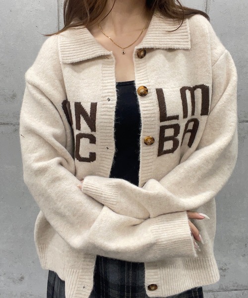 ROGER AND RAW（ロジャーアンドロウ）の「ロゴジャガード襟付きニットトップス カーディガン（カーディガン/ボレロ・レディース・ネイビー/チャコールグレー/グレー/ライトベージュ・FREE）」の15枚目の写真