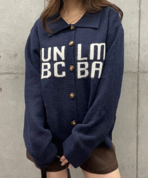 ROGER AND RAW（ロジャーアンドロウ）の「ロゴジャガード襟付きニットトップス カーディガン（カーディガン/ボレロ・レディース・ネイビー/チャコールグレー/グレー/ライトベージュ・FREE）」の20枚目の写真