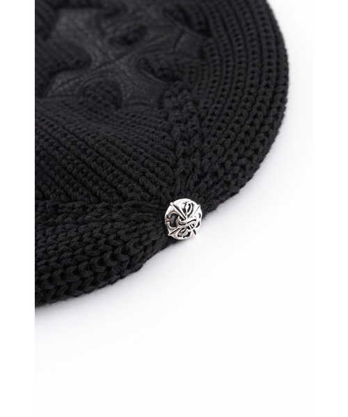 SUPPLIER（サプライヤー）の「ビーニー｜Cross Leather Patch Balaclava beanie｜SUPPLIER（ニットキャップ/ビーニー・メンズ・ブラック・FREE）」の6枚目の写真