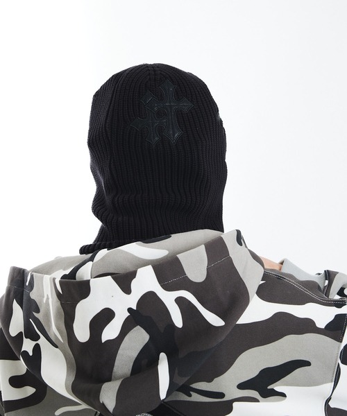 SUPPLIER（サプライヤー）の「ビーニー｜Cross Leather Patch Balaclava beanie｜SUPPLIER（ニットキャップ/ビーニー・メンズ・ブラック・FREE）」の12枚目の写真