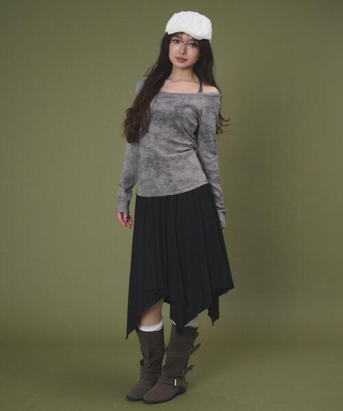 dispark（ディスパーク）の「DISPARK/【26年春夏新作】グラフィックオフショルレーストップ（Tシャツ/カットソー・レディース・ブラック/グレー・FREE）」の8枚目の写真