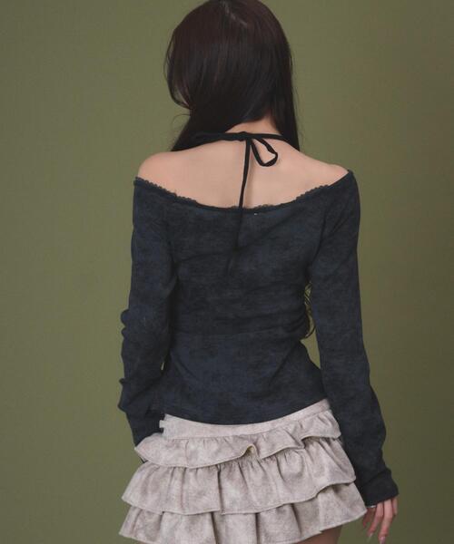 dispark（ディスパーク）の「DISPARK/【26年春夏新作】グラフィックオフショルレーストップ（Tシャツ/カットソー・レディース・ブラック/グレー・FREE）」の9枚目の写真