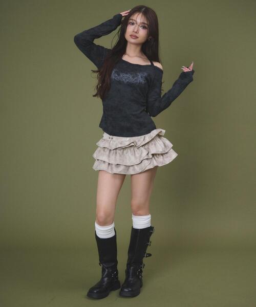 dispark（ディスパーク）の「DISPARK/【26年春夏新作】グラフィックオフショルレーストップ（Tシャツ/カットソー・レディース・ブラック/グレー・FREE）」の11枚目の写真