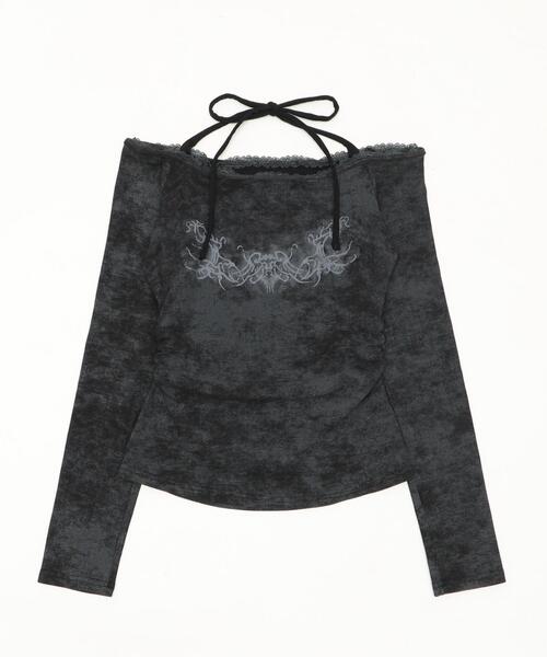 dispark（ディスパーク）の「DISPARK/【26年春夏新作】グラフィックオフショルレーストップ（Tシャツ/カットソー・レディース・ブラック/グレー・FREE）」の16枚目の写真