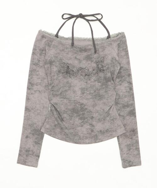 dispark（ディスパーク）の「DISPARK/【26年春夏新作】グラフィックオフショルレーストップ（Tシャツ/カットソー・レディース・ブラック/グレー・FREE）」の15枚目の写真