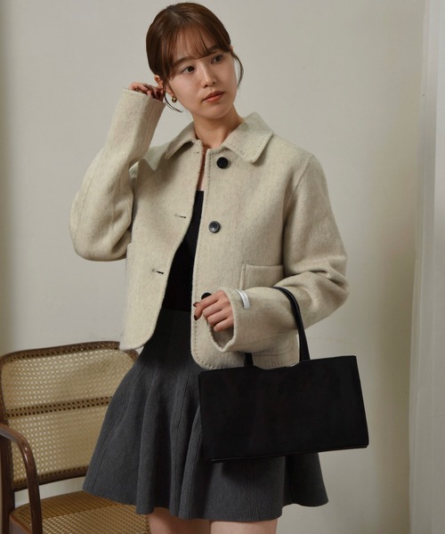 I_am（アイアム）の「handmade stitch accent short coat / ハンドメイドステッチアクセントショートコート（その他アウター・レディース・クリーム/ライトブラウン/オートミール・FREE）」の3枚目の写真