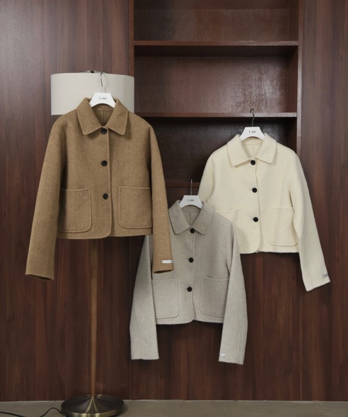 セール】handmade stitch accent short coat / ハンドメイドステッチ