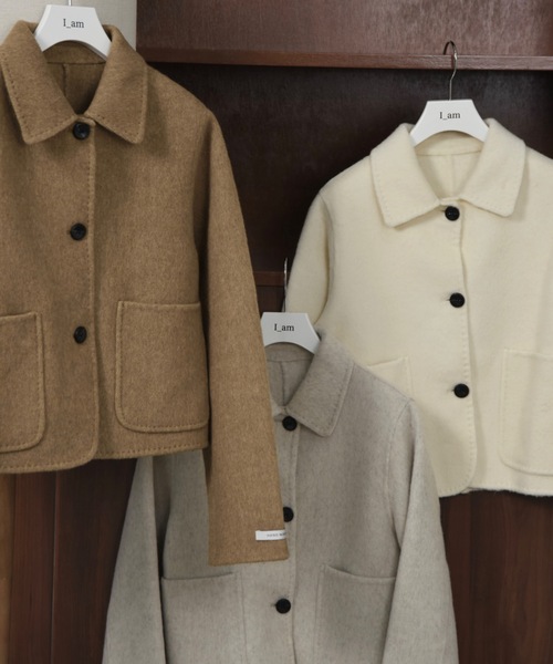 I_am（アイアム）の「handmade stitch accent short coat / ハンドメイドステッチアクセントショートコート（その他アウター・レディース・クリーム/ライトブラウン/オートミール・FREE）」の4枚目の写真